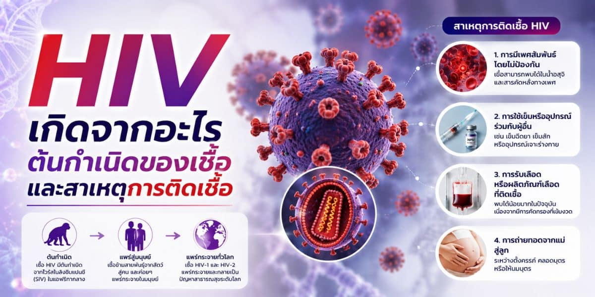 HIV เกิดจากอะไร ต้นกำเนิดของเชื้อและสาเหตุการติดเชื้อ